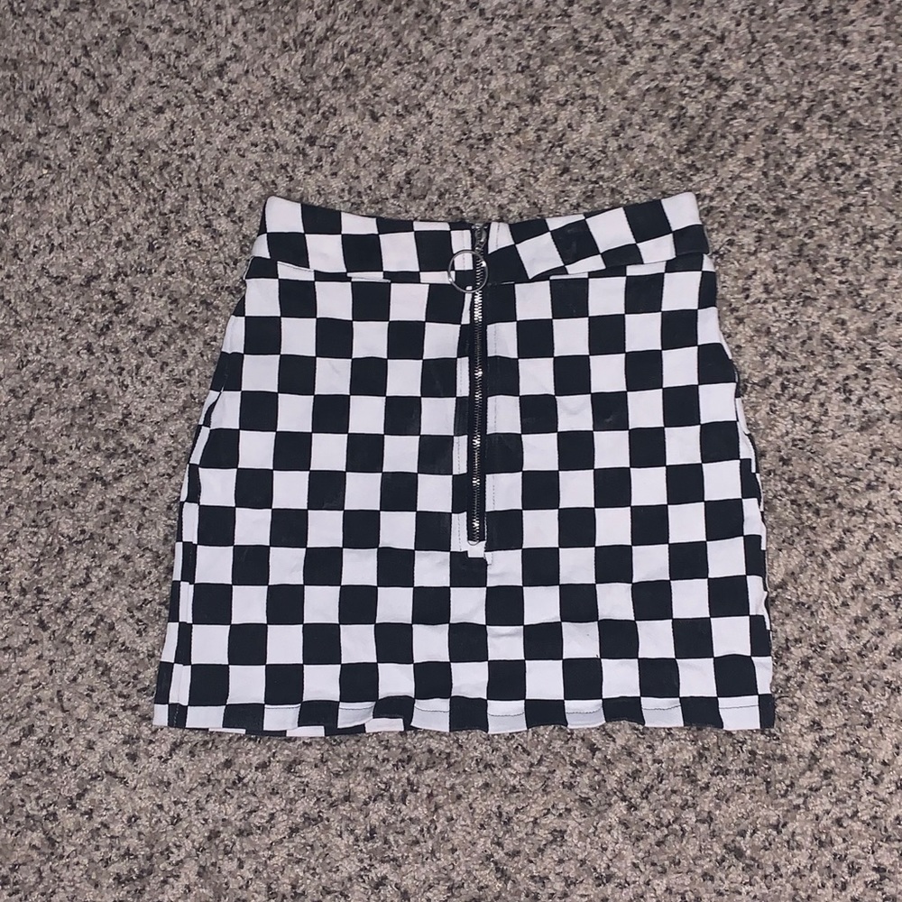 Checkered print mini skirt